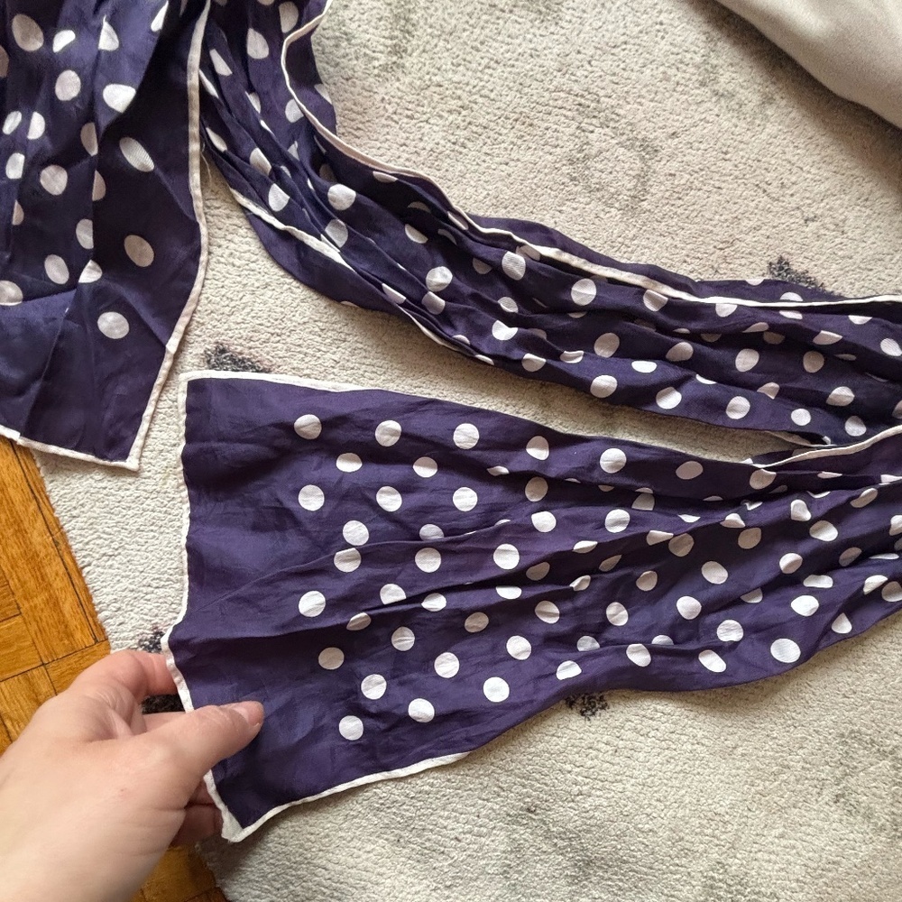 Polka Dot Lightweight Purple Scarf - Vintage